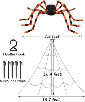 Huge 4.1FT Fake Spider | Web Included | Halloween Special