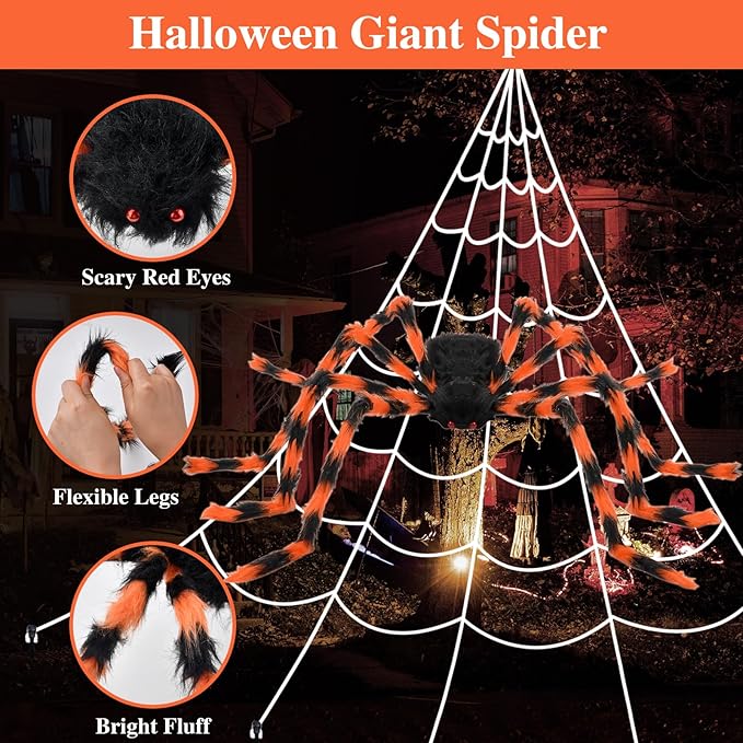 Huge 4.1FT Fake Spider | Web Included | Halloween Special