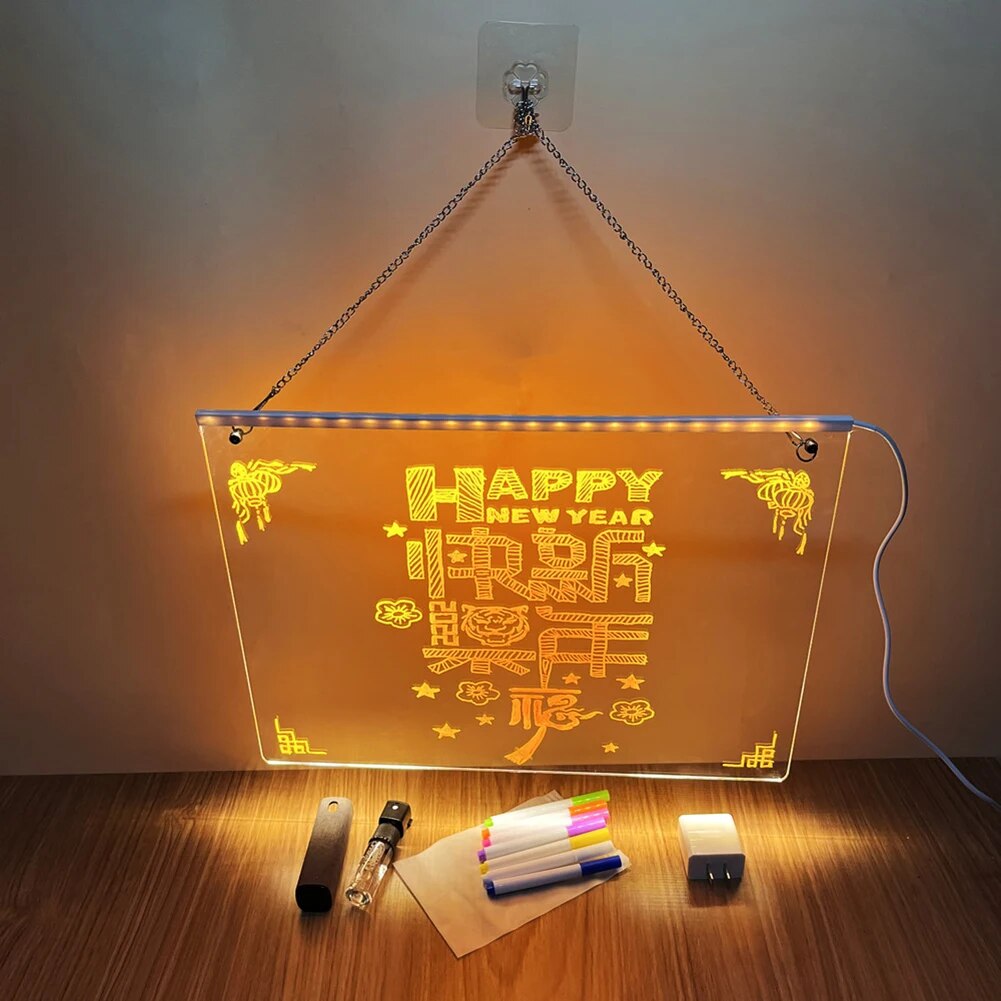 LED Acrylic Message Note Board Lamp With Bracket Erasable