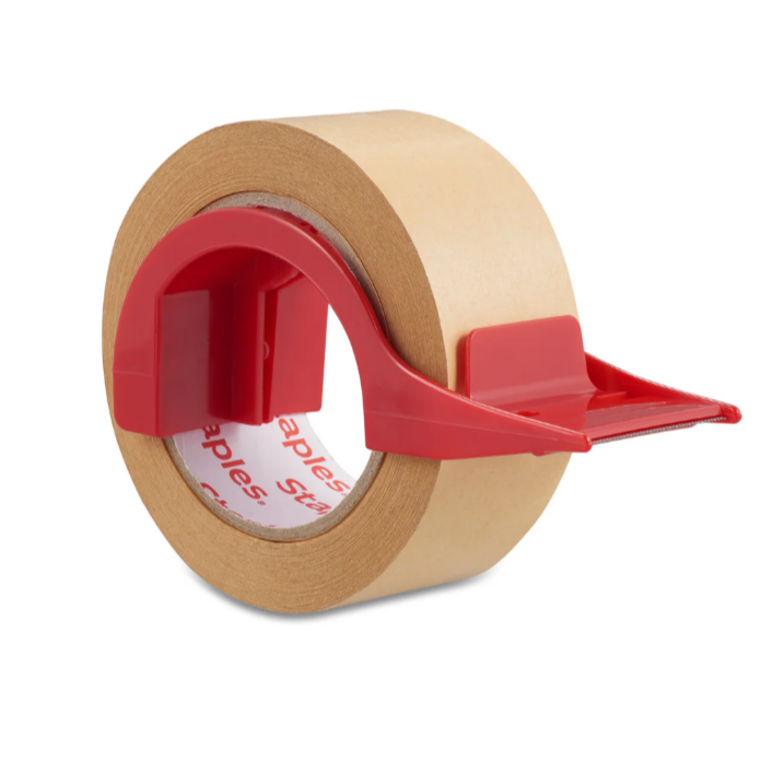 Corrugated Shipping/Storage Box - 10" L x 10" W x 10" H - Kraft - 25 Pack & Kraft Paper Packing Tape with Dispenser Bundle