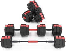 Load image into Gallery viewer, Adjustable Dumbbells Weight Set Barbell Convertible 33lbs for Each Dumbbell 66 LBS TOTAL
